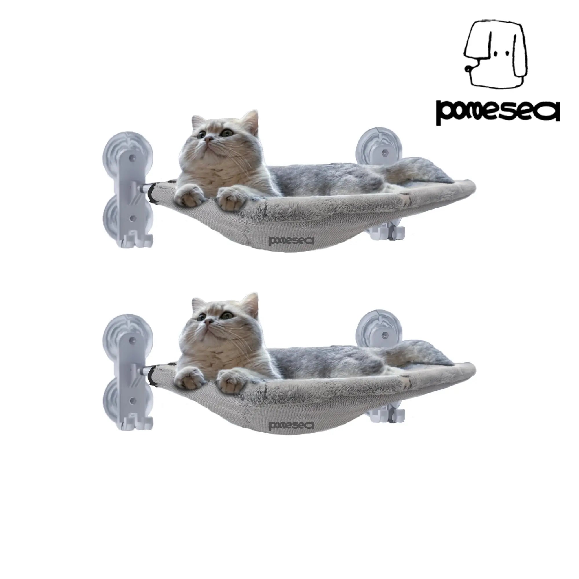 POMESEA Cat Window Perch with Hook Design, Glow in the Dark Sunbathing Hammock, Foldable Window Seat with Double-Sided Fabric Cover for Large Cats