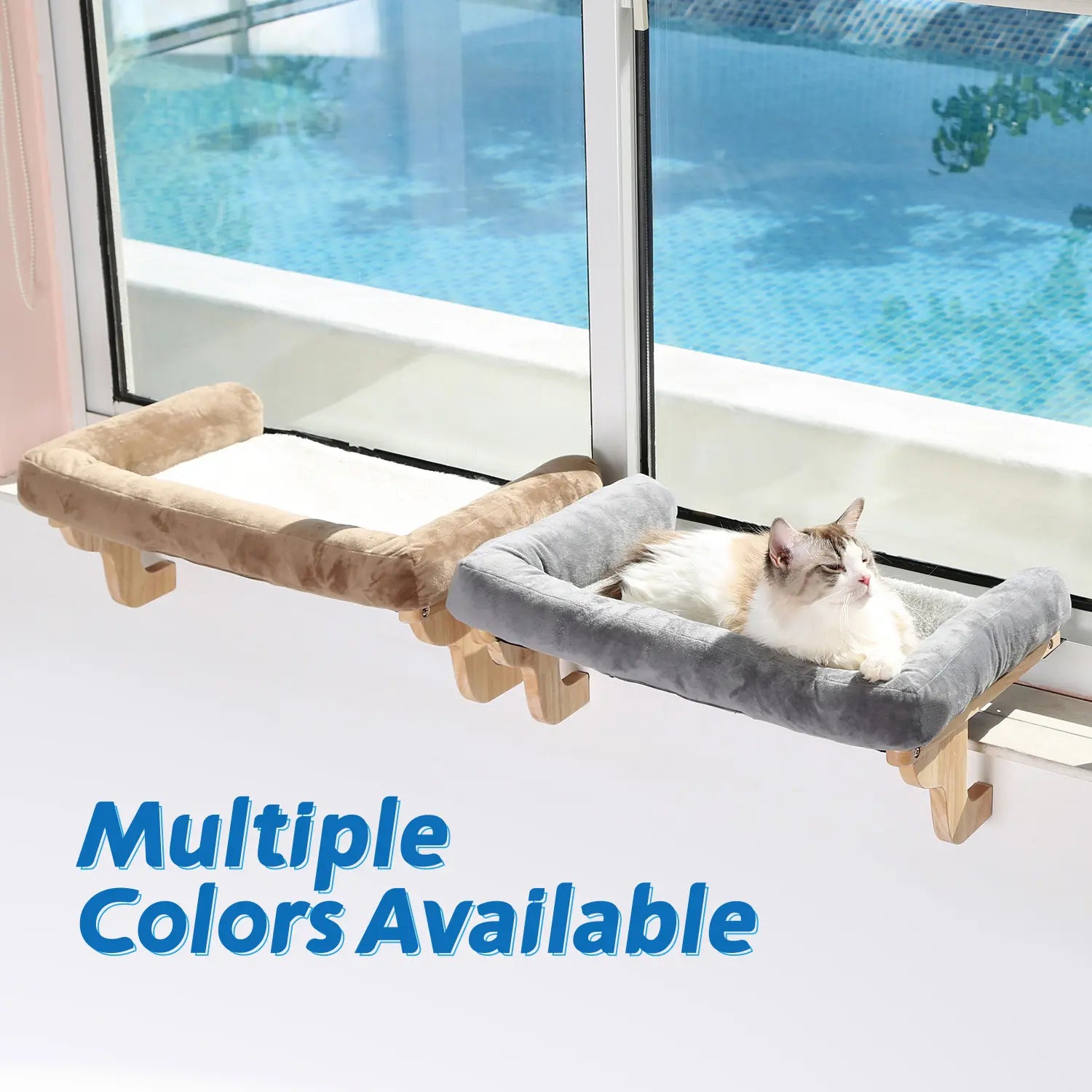 Zakkart Cat Perch for Window Sill with Bolster - Orthopedic Hammock Design with Premium Hardwood & Robust Metal Frame - Cat Window Seat for Large Cats and Kittens