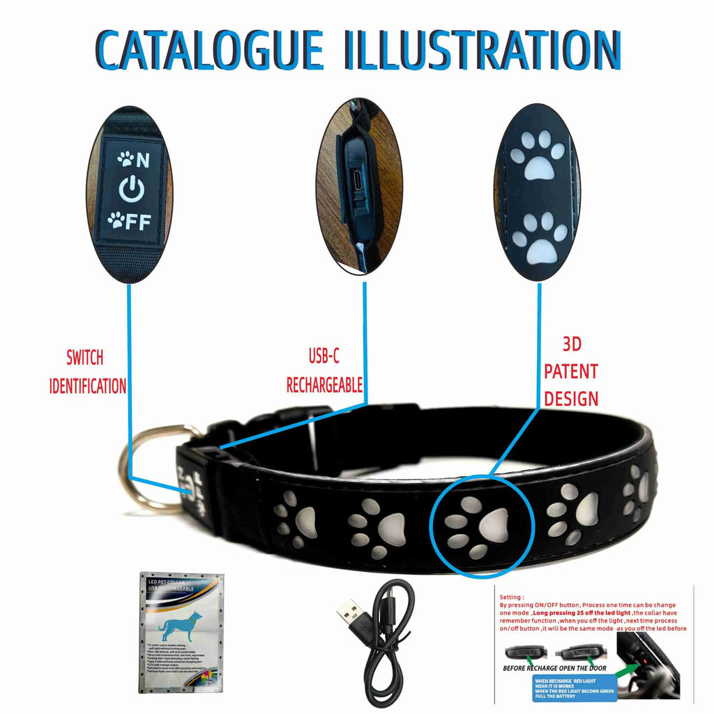USB-C charging port on the rechargeable LED dog collar