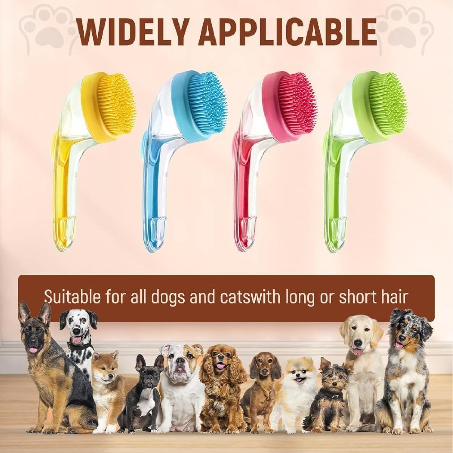 Dog Bath Brush with Soap Dispenser, 2-in-1 Silicone Pet Grooming Massage Scrubber for Dogs and Cats