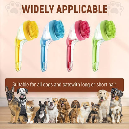 Dog Bath Brush with Soap Dispenser, 2-in-1 Silicone Pet Grooming Massage Scrubber for Dogs and Cats