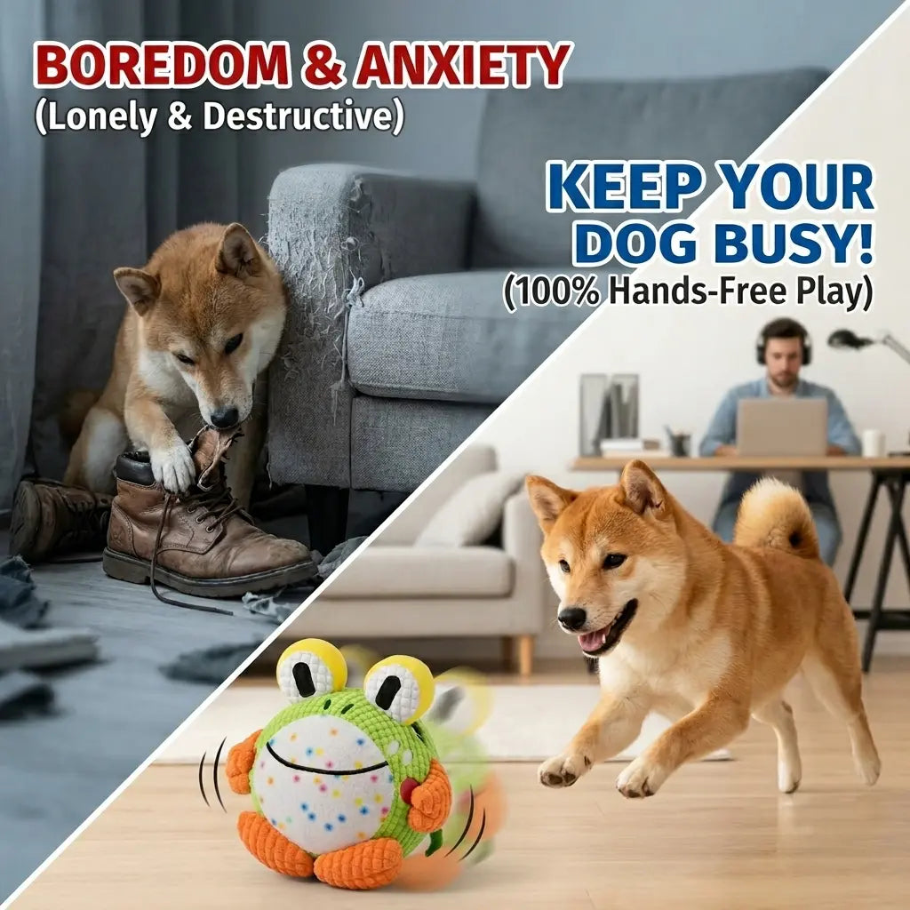 Textured chew-proof surface of the interactive dog ball