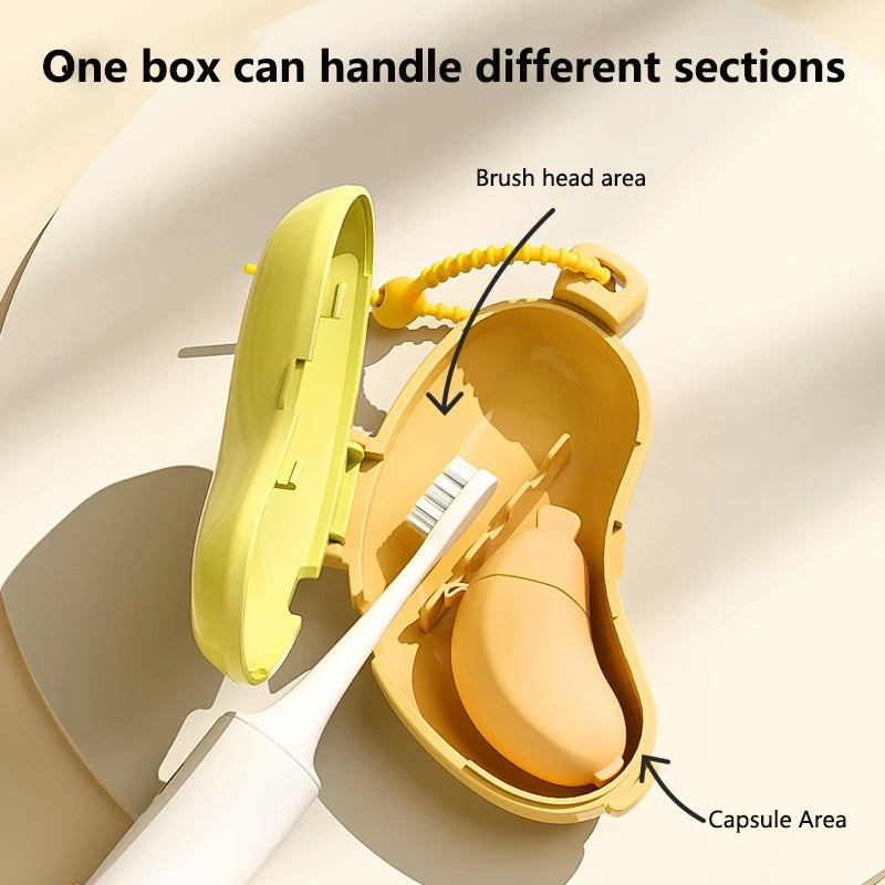 Toothbrush cap color options in orange and light green
