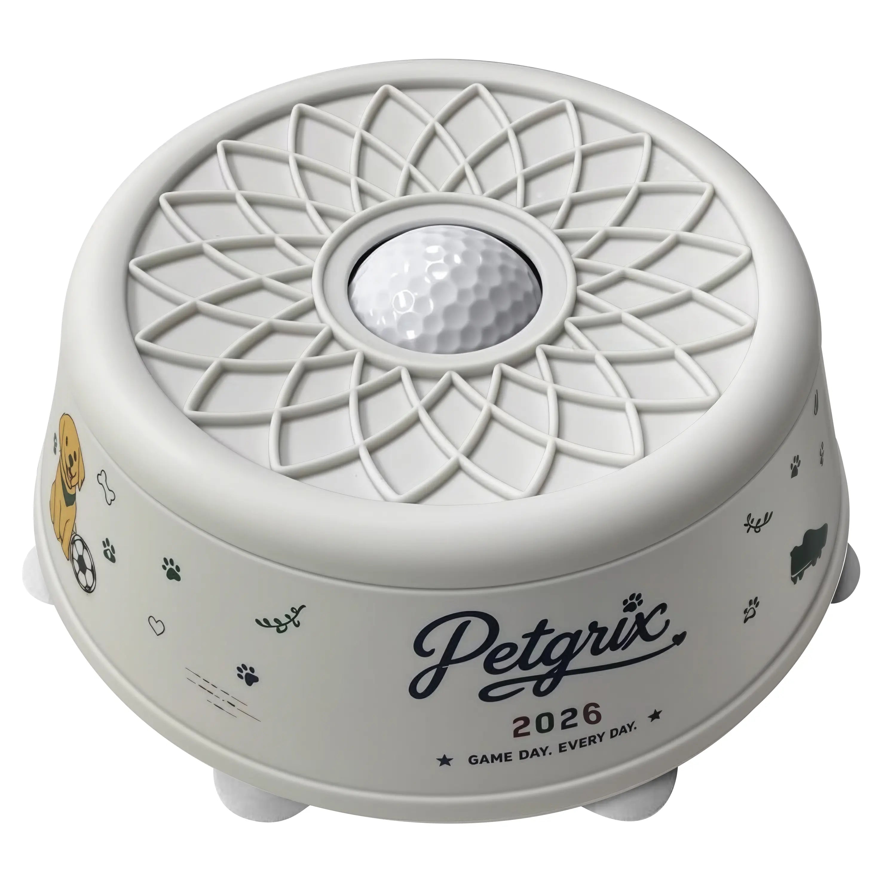 Petgrix soccer slow feeder dog bowl in gray with suction base