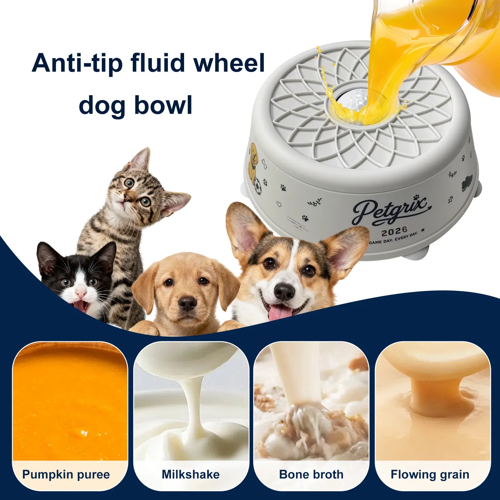Petgrix Soccer Slow Feeder Dog Bowl, No-Spill Lick Bowl with Flat-Lock Ball Design, Strong Suction Base, Interactive Enrichment Feeder for Peanut Butter, Yogurt, Bone Broth & Wet Food