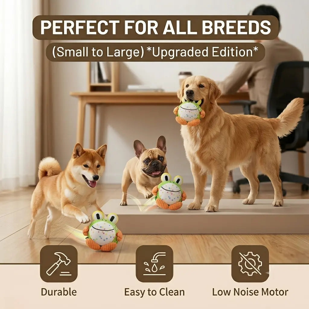 Motion-Activated Interactive Dog Toy Ball - Self-Moving Music Toy for Indoor Play, Durable Chew-Proof Design, Textured Surface for Dental Care, Detachable & Washable, USB Rechargeable Pet Exercise Ball