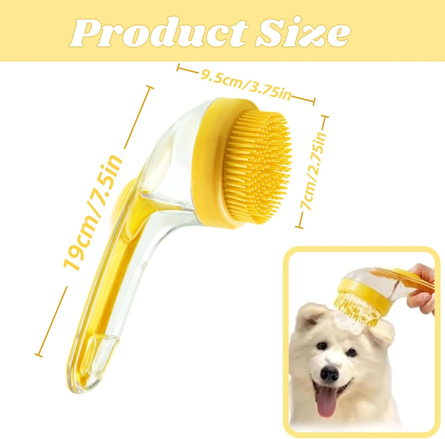 Dog Bath Brush with Soap Dispenser, 2-in-1 Silicone Pet Grooming Massage Scrubber for Dogs and Cats