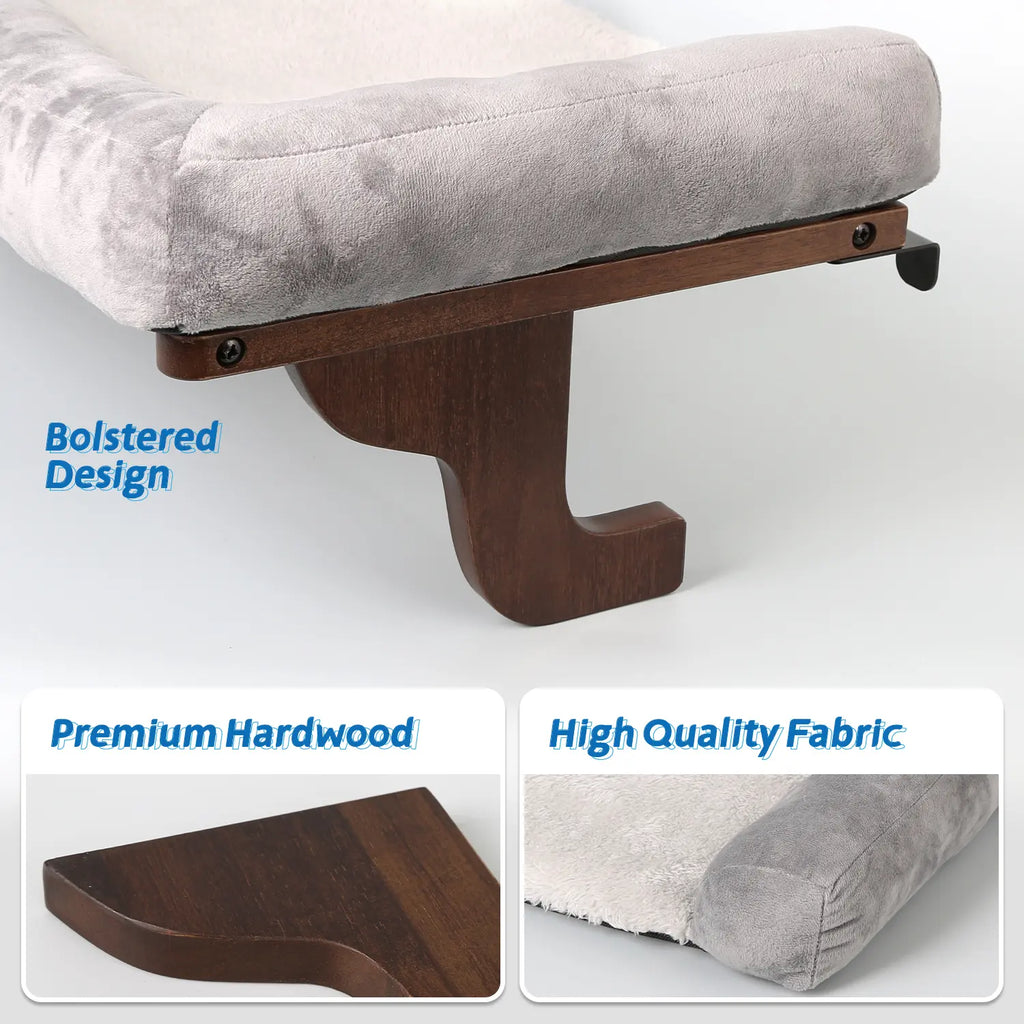 Zakkart Cat Perch for Window Sill with Bolster - Orthopedic Hammock Design with Premium Hardwood & Robust Metal Frame - Cat Window Seat for Large Cats and Kittens