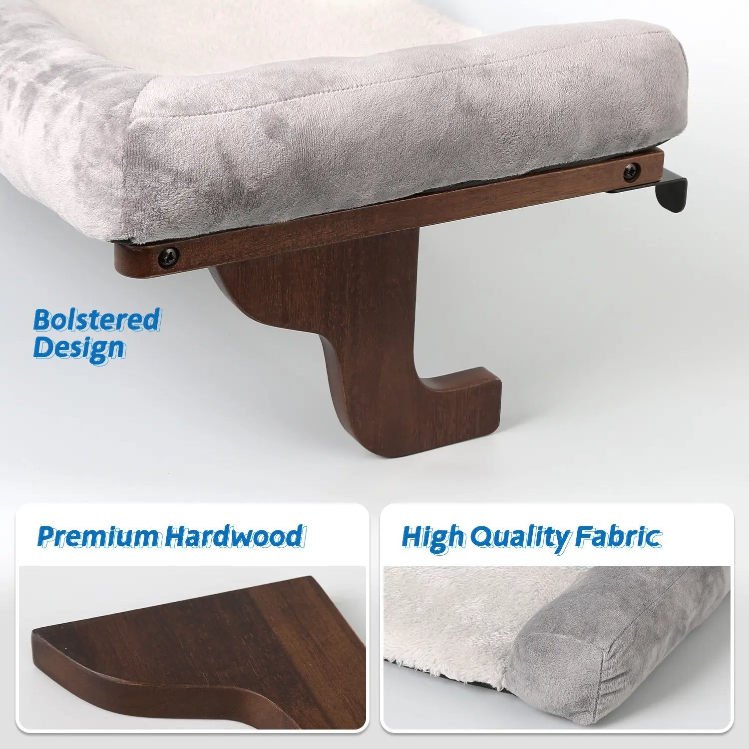 Zakkart Cat Perch for Window Sill with Bolster - Orthopedic Hammock Design with Premium Hardwood & Robust Metal Frame - Cat Window Seat for Large Cats and Kittens