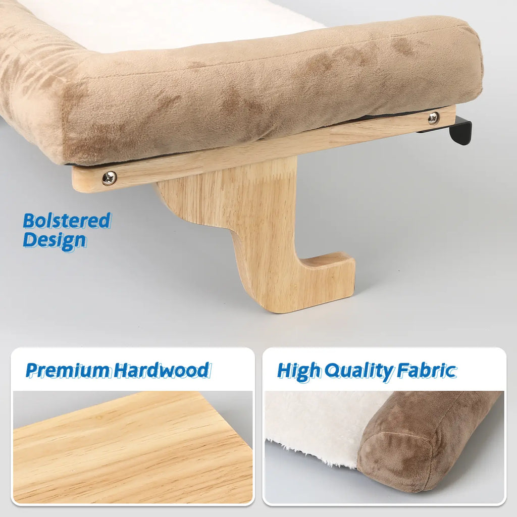Zakkart Cat Perch for Window Sill with Bolster - Orthopedic Hammock Design with Premium Hardwood & Robust Metal Frame - Cat Window Seat for Large Cats and Kittens