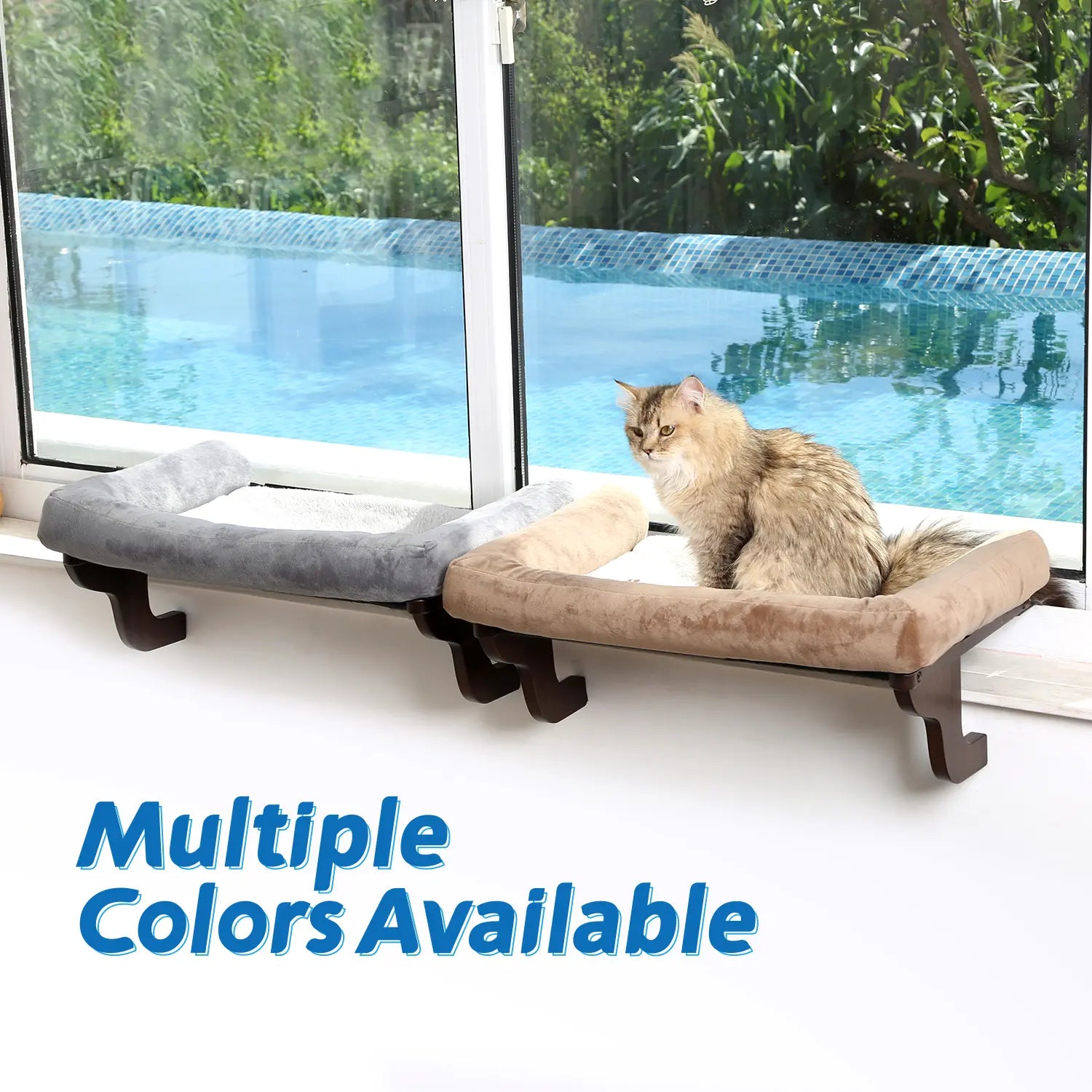 Zakkart Cat Perch for Window Sill with Bolster - Orthopedic Hammock Design with Premium Hardwood & Robust Metal Frame - Cat Window Seat for Large Cats and Kittens