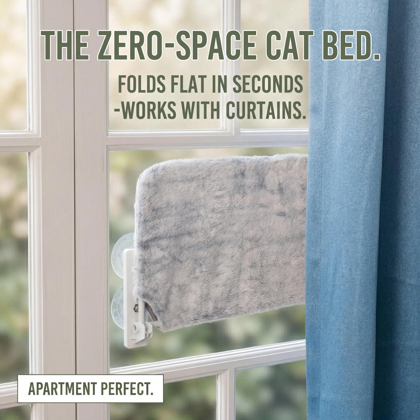 Foldable cat window hammock folded flat for storage