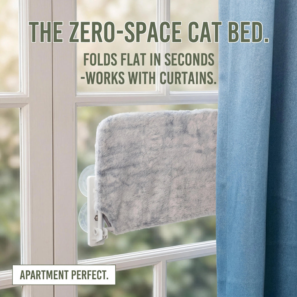 Foldable cat window hammock folded flat for storage