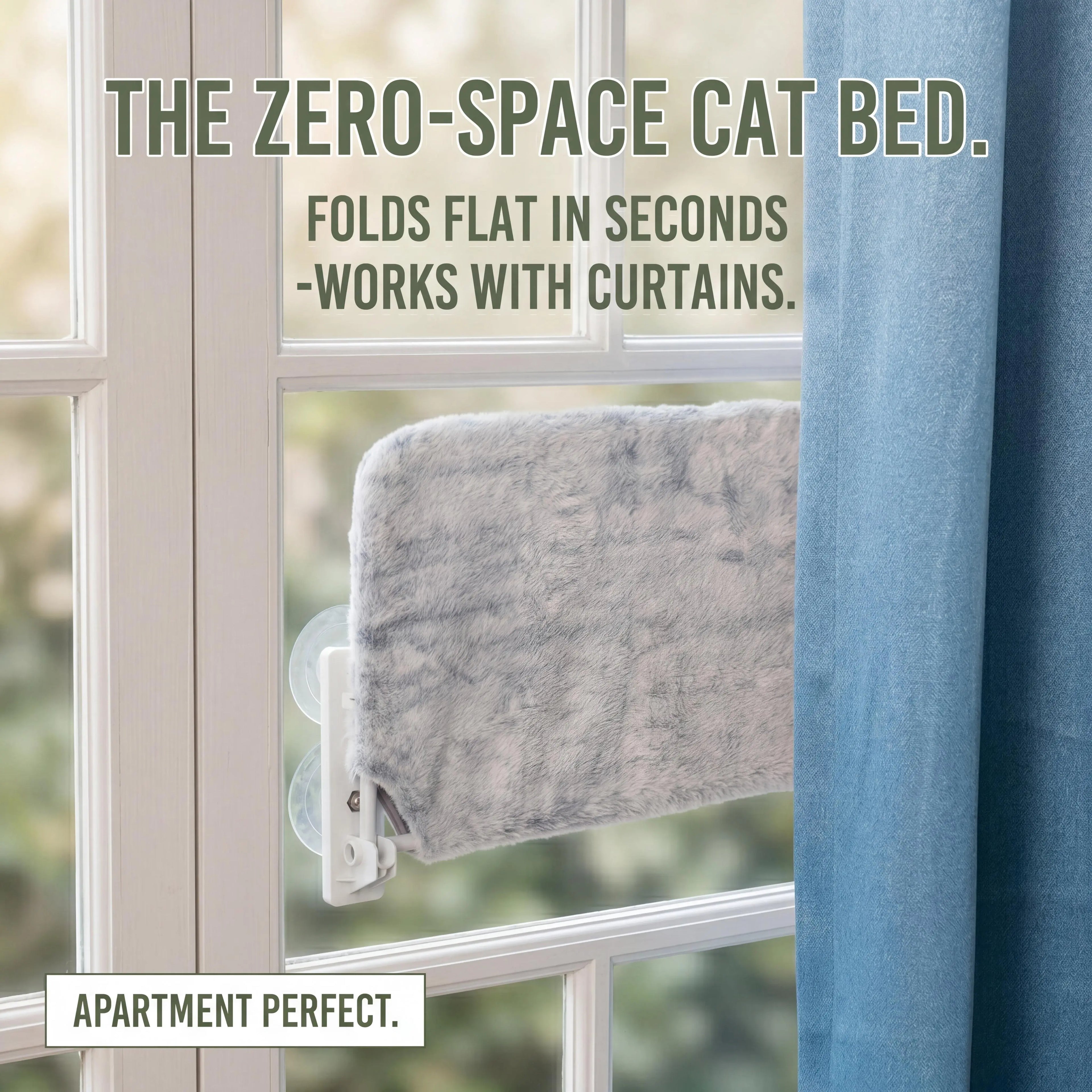 Foldable cat window hammock folded flat for storage