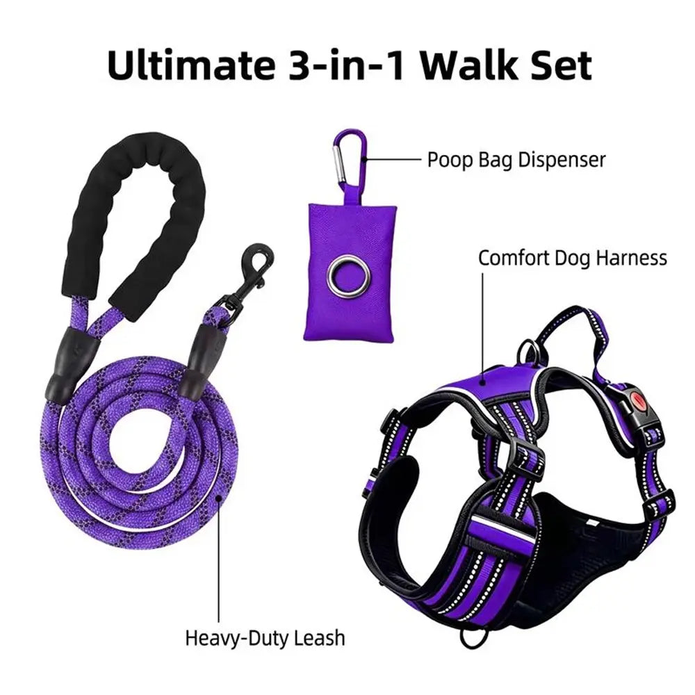 Front and back D-ring clips on the dog harness shown close up