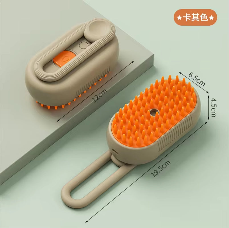 4-in-1 electric spray grooming brush for cats and dogs in white