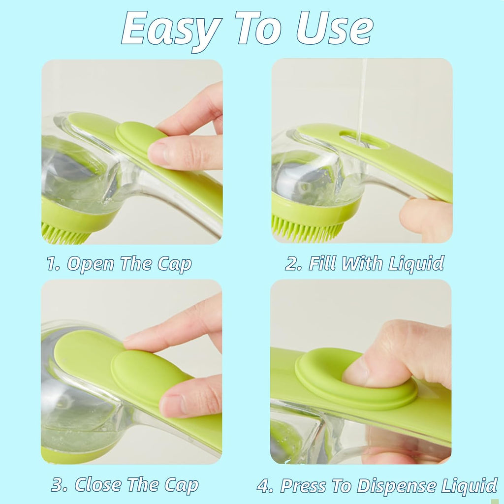 Dog Bath Brush with Soap Dispenser, 2-in-1 Silicone Pet Grooming Massage Scrubber for Dogs and Cats