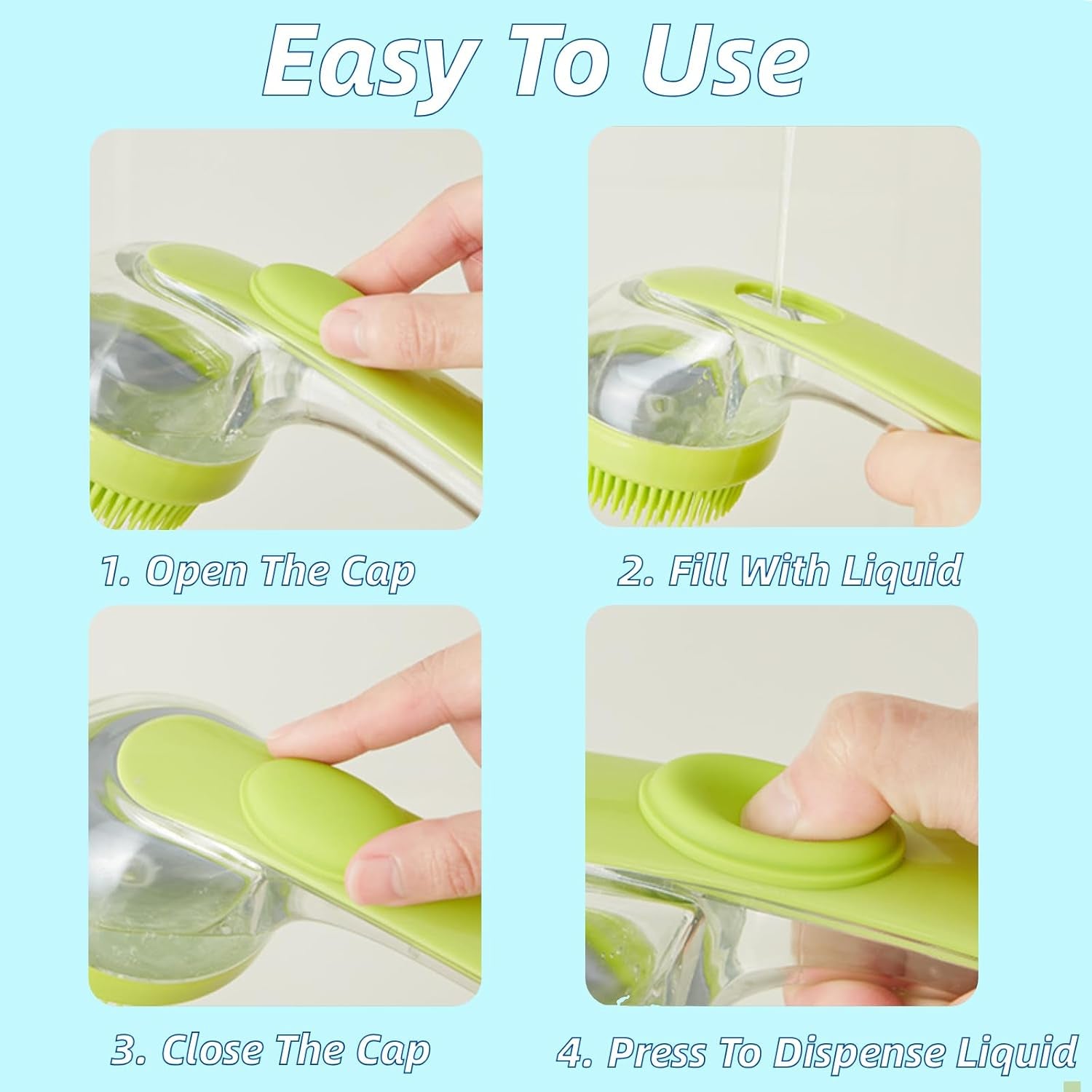 Dog Bath Brush with Soap Dispenser, 2-in-1 Silicone Pet Grooming Massage Scrubber for Dogs and Cats