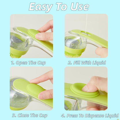 Dog Bath Brush with Soap Dispenser, 2-in-1 Silicone Pet Grooming Massage Scrubber for Dogs and Cats